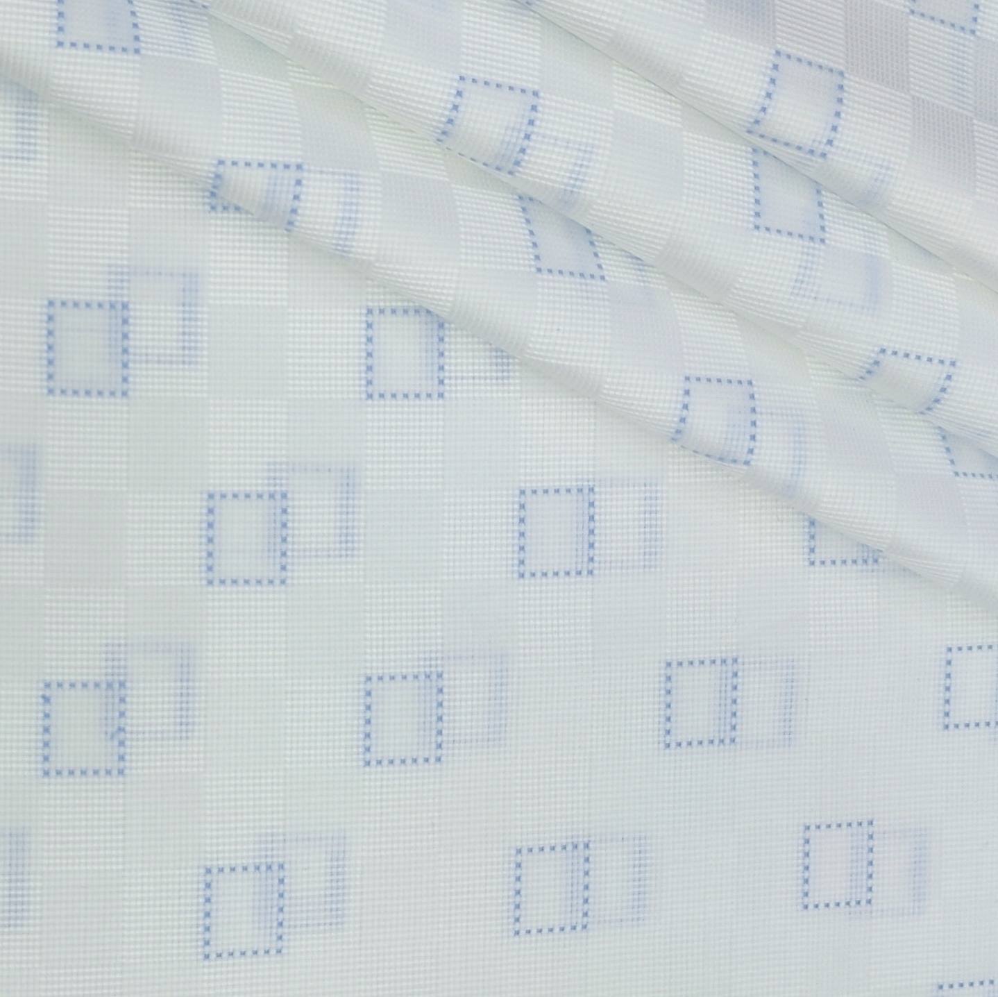 Shirt Fabric Soktas Finest 80s Giza Cotton Check With Jacquard Colour Blue N White